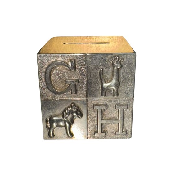 Vintage Metal Alphabet Block Coin Bank - Picture 5 of 9